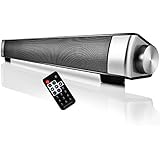 Soundbar Speaker, YOKKAO Wireless Bluetooth Stereo Speaker 2x5W Drivers with Remote Control Rechargeable Battery Support TF Card/ 3.5mm Aux-in/ TV