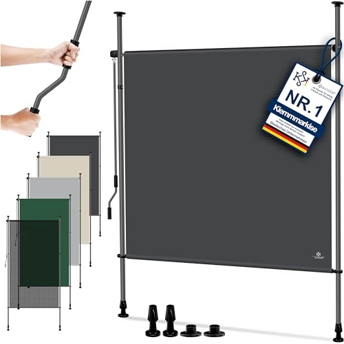 KESSER® Klemmmarkise 200x310 cm, Garten Balkon Sichtschutz wetterfest, Wind- & Sonnenschutz, Senkrechtmarkise mit Handkurbel ohne Bohren, Ausziehbar,