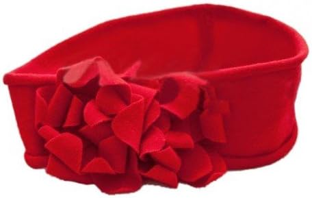 NeedyBee Baby Girl's Soft Cotton Organic Fabric Lace Headband (Red, 0-5 Years)