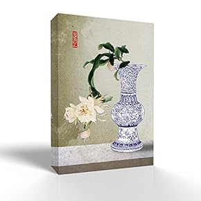 Canvas Wall Art Blue and White Porcelain Pictures Home Wall Decorations for Bedroom Living Room Paintings Canvas Prints Framed - 12x18 inches