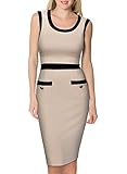 Miusol Women's Formal Scoop Neck Contrast Sleeveless Cocktail Pencil Dress