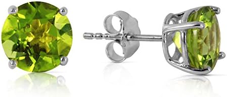 ALARRI 3.1 Carat 14K Solid White Gold Stud Earrings Natural Peridot