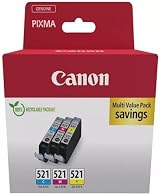 Canon CLI-521 Cyan Magenta Yellow Ink Cartridges 3 Pack Multipack view 5