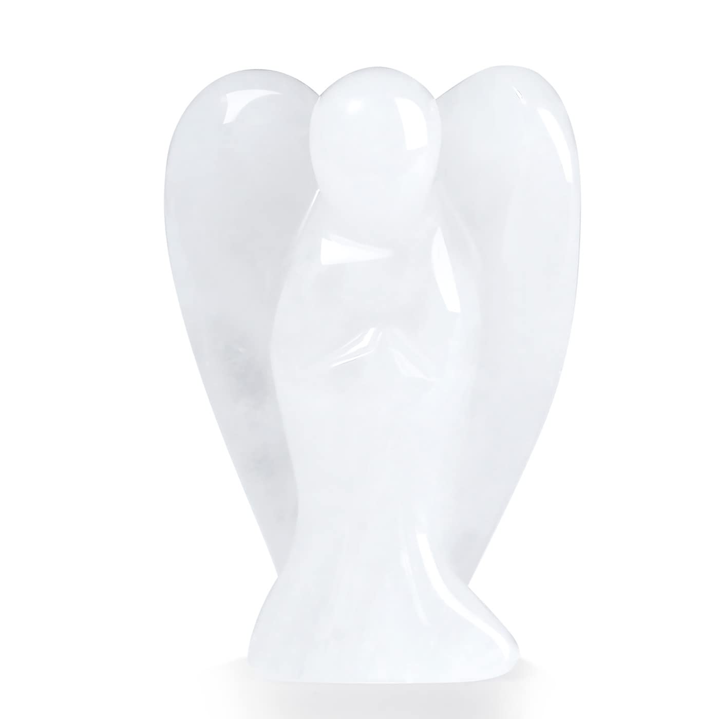 XIANNVXI Clear Quartz Crystal Angel Figurine Decor White Ornament for Living Room Healing Crystal Gemstone Statue Reiki 1.5" Guardian Angels Ornament for Desk Decor Cute Room Decor