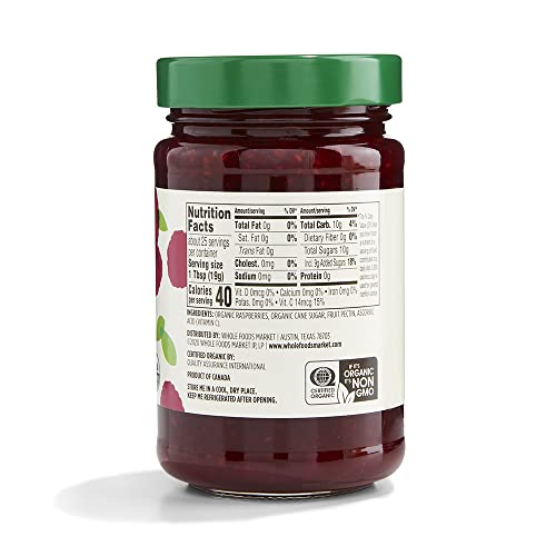 365 BY WHOLE FOODS MARKET, ORGANIC RASPBERRY FRUIT SPREAD, 17 OUNCE