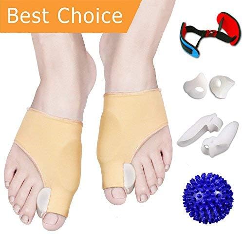 Bunion Corrector and Bunion Relief, Bunion Splint Pads for Hallux Valgus, Big Toe Joint, Hammer Toe, Toe Separators Spacers Straighteners with Foot Massage Ball