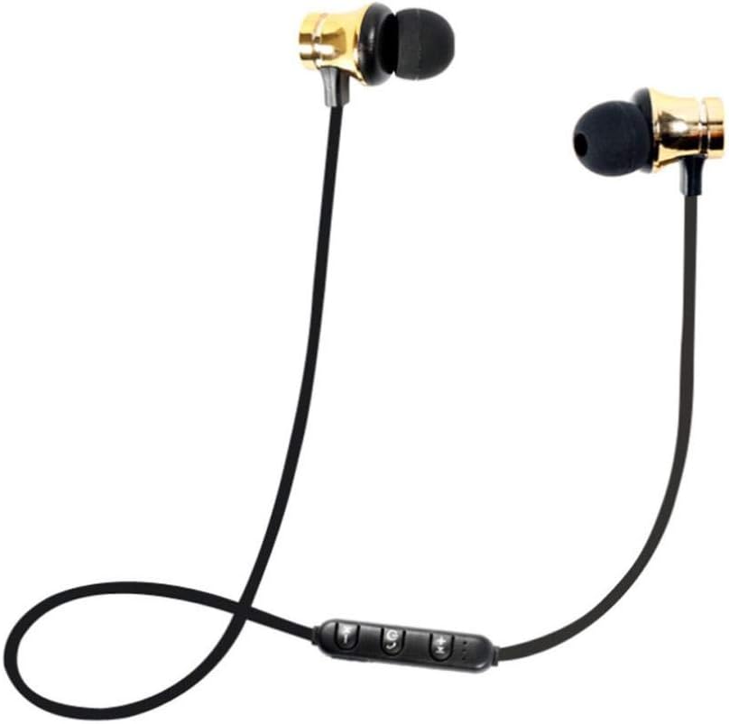 Sandistore Magnetic Wireless Bluetooth Earphone Headset Sports Stereo Headphone Earbuds Hands-Free with Mic (Gold)
