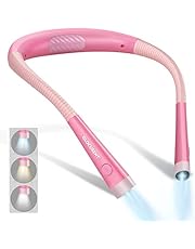 Glocusent LED Neck Reading Light, Book Light for Reading in Bed, 3 Colors, 6 Brightness Levels, Bendable Arms, Rechargeable, Long Lasting, Perfect for Reading, Knitting, Camping, Repairing