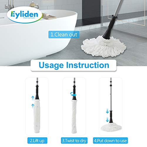 Eyliden Mop with 2 Replacement Heads, Easy Wringing Twist Mop, with 57.