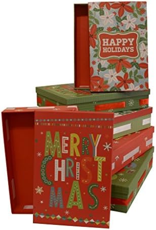 Gift Boxes, Christmas design, premium quality, nested, set of 6 boxes (Assortment 4)