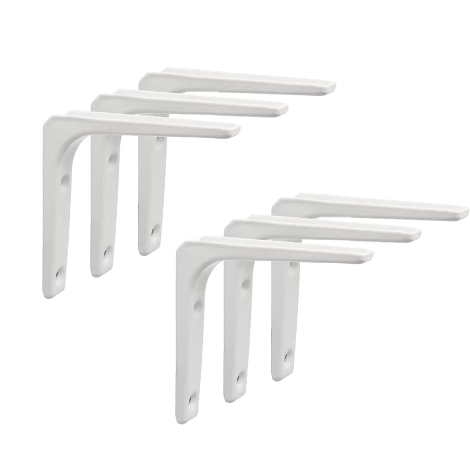 WakiHong 6 Pcs White Shelf Bracket 100mm x 100mm L Shape Shelving Brackets Support Bracket with Matching Screw and Anchors for Table,Wood Board,Bookshelf,Furniture Window l Bracket 10cm