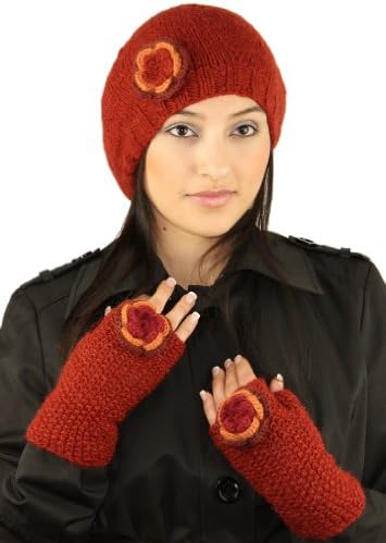 Handmade PURE Alpaca Beret Hat and Fingerless Gloves (CUSTOM MADE ORDER)