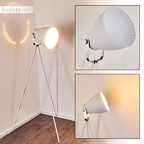 Stehlampe Tanhua, Vintage Stehleuchte aus Metall in Weiß, E27-Fassung, verstellbare Bodenleuchte im Retro-Design, mit… – Bild 3