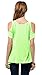 Women's Vogue Shoulder Off Wide Hem Design Top Shirt (L, Candy Green)