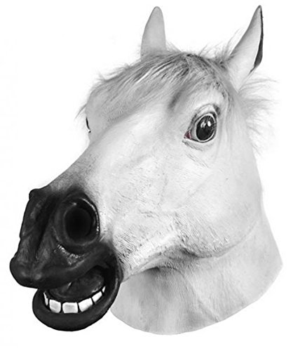 Horror Scary White Horse Head Mask for Halloween Cosplay Costume Party