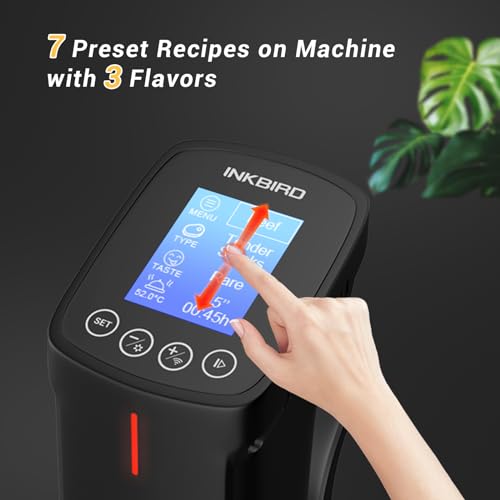 INKBIRD WiFi Sous Vide Cooker Machine ISV-100W, 1000 Watts Power Sous Vide Cooker, Accurate Temperature Time Control with Fast-Heating, Smart Wireless Immersion Circulator 14 Preset Recipes on APP
