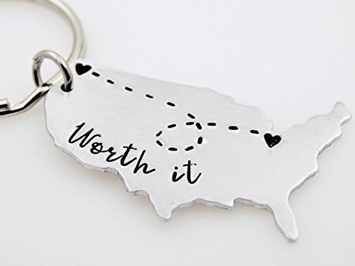 HandmadeLong distance gift for her or him, Gift for best friend, couples, boyfriend or girlfriend. Handstamped USA map worth it