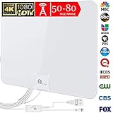 [Upgraded 2019] 1byone Digital Amplified Indoor HD TV Antenna, Amplifier Signal Booster Support 4K 1080P UHF VHF Freeview HDTV Channels, 20ft Coax Cable