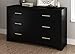 South Shore Gramercy 6-Drawer Double Dresser, Pure Black with Brushed Nickel Handles primary