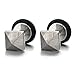 Unisex Stainless Steel Pyramid Stud Earrings for Man and Women Satin Finishing Screw Back, 2pcs