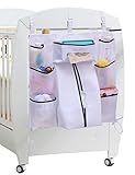 Sleeping Lamb Baby Nursery Organizer Hanging Playard Diaper Caddy for Clothing, Diapers, Toys, 8 Pockets (White)