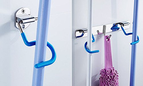 ASIBT 6 Pcs Broom Mop Holder 304 Stainless Steel S-Type for Cleaning Tools Organizer - Thumbnail 6