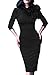 Women's 1950s Retro 3/4 Sleeve Bow Cocktail Party Evening Dress Work Pencil Dress Black Large