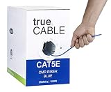 trueCABLE Cat5e Riser (CMR), 1000ft, Blue, 24AWG 4 Pair Solid Bare Copper, 350MHz, ETL Listed, Unshielded Twisted Pair (UTP), Bulk Ethernet Cable