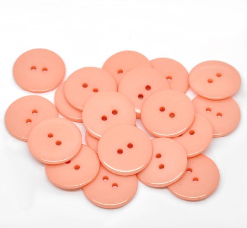 100 Light Salmon Round 23mm Resin Buttons with 2 Sewing Holes. for Clothes Making, Art, Scrapbooking, and Many Other Crafts — image 1