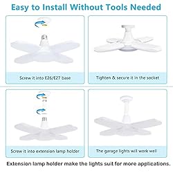 4 Pack LED Garage Lights, 6000 Lumens Garage