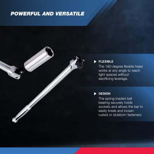 Neiko 00206A 1/2" Breaker Bar, 1/2Inch Drive 24Inch Breaker Bar, Flex