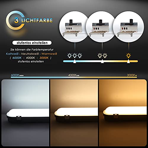 TenArea Feuchtraumleuchte LED 60cm 20W 2160LM, Verknüpfbar Werkstattlampe IP65 Wasserfest, LED Röhre Wannenleuchte für… – Bild 6