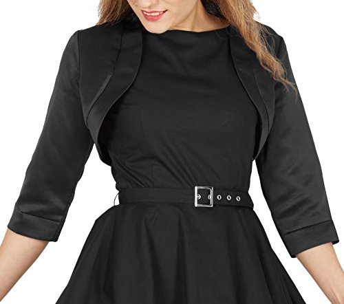 BlackButterfly Satin Bolero Jacket - Half Sleeve (Black, US 10)