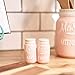 Mason Jar Pink Salt and Pepper Shakers - Cute Salt and Pepper Shakers Set of 2 - Ceramic Salt & Pepper Shaker Sets for Cooking Table Seasonings - Rustic Salt Pepper Set for Kitchen Decor (3