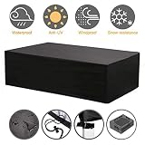 NASUM Patio Furniture Cover Set, 315x160x74cm Outdoor Lounge for Sofa Dining Table and Electrical Equipment with Waterproof and UV-Resistent 420D Oxford Cloth(Black and Silver)