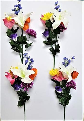 Amazon 造花 仏花 盆花 4点セット お彼岸 お盆 お仏壇向け お墓向け仏花 造花 オンライン通販