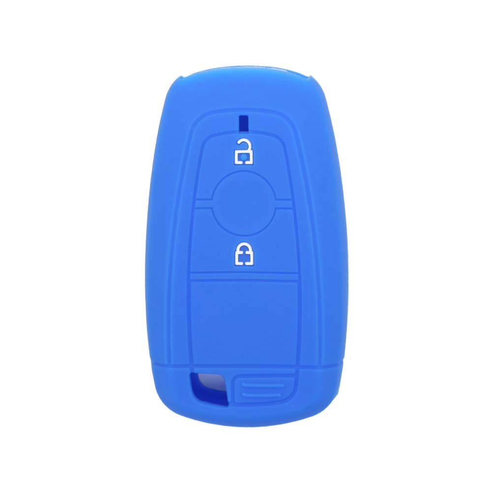 BROVACS Silicone Cover Protector Case Holder Skin Jacket Compatible with FORD EcoSport Mondeo Edge 2 Button Smart Remote Key Fob CV4712 Deep Blue