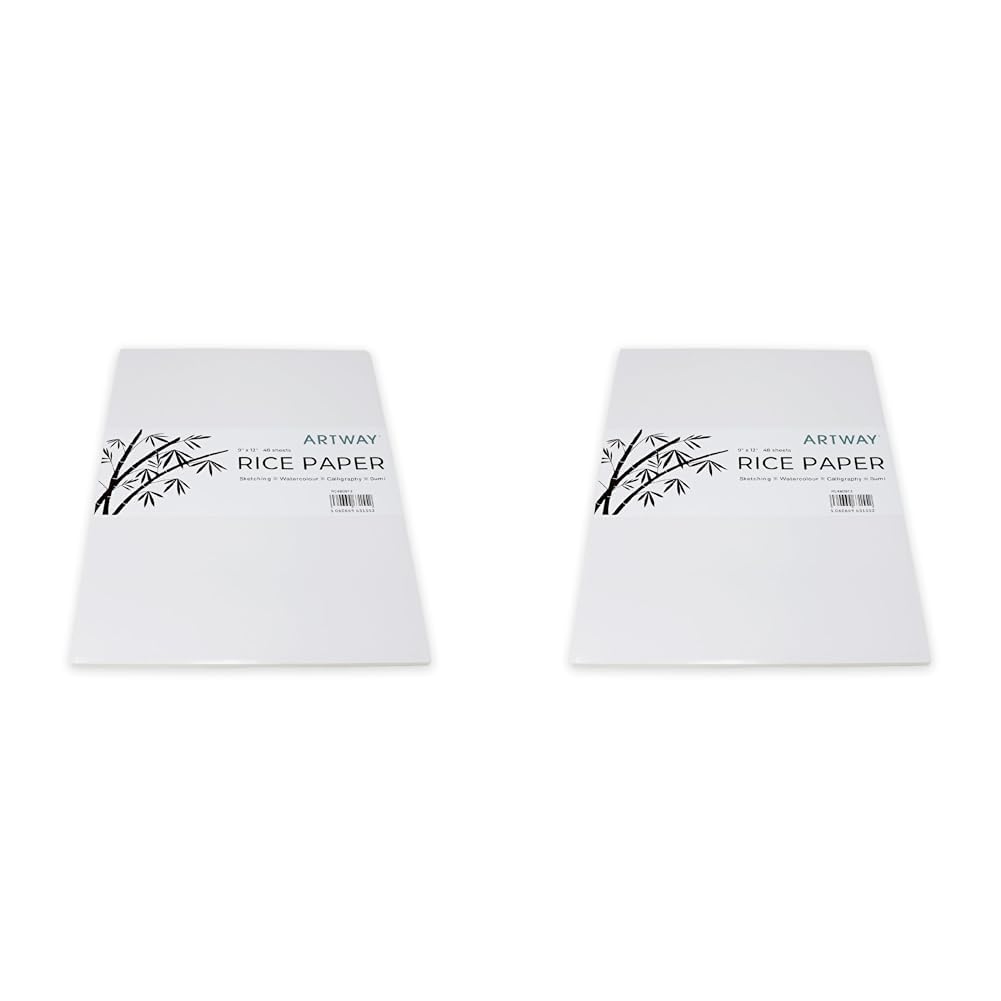 Artway Chinese Sumi Rice Paper Pad - 48 Sheets - 9" x 12" - 35gsm, White (Pack of 2)