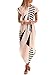 Drimmaks Women's Short Sleeve V Neck Geometric Print Casual Midi Dress with Belt