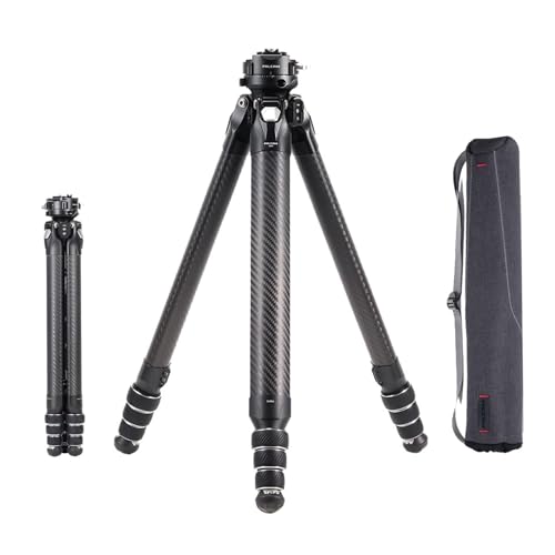 Falcam TreeRoot F38 Pro Carbon Tripod, 61 Inch Quick Release Travel Tripod with 360° Ball Head, 5 kg Load Capacity, F22 Interfaces, 1/4 Inch Screw, Strap Holes for DSLR, Mirrorless and Video Cameras