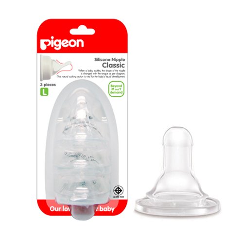 Pigeon 3 pieces silicone nipple classic size s m l (l)