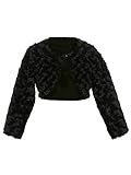 Faux Fur Long Sleeve Bolero Jacket Shrug - Black