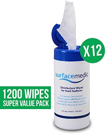 SurfaceMedic Antibacterial Disinfectant for Phone, Hard Surfaces/Door Handles/Keyboards/Gym equipment - Effective against 99.999% bacteria inc Influenza A Virus etc. 1200pcs