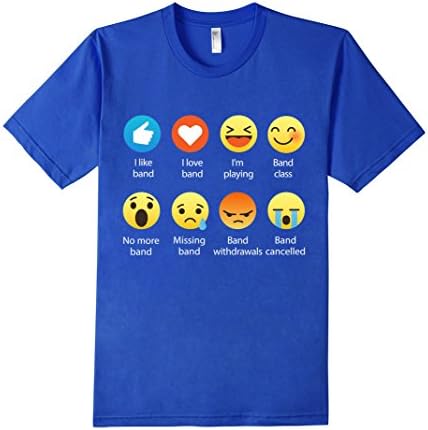 Men's I Love Band Emoticon (Emoji) Fun Sayings Shirt (Slim Fit) Small Royal Blue