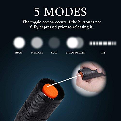 Tactical Flashlight Super Bright LED T6 CREE Flashlights 1000 Lumens [2 PACK] with 2 Rechargeable 18650 Lithium Ion Batteries and Charger - Water Resistant, Ideal for Camping Emergency or Gift-Giving - Thumbnail 3