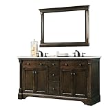 Legion Furniture WLF6036-60" Double Sink Vanity in Carrara Marble, 60", Coffee Bean Finish