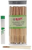 Raw Pre-Rolled Cones Classic King: 50 Pack | King Size Rolling Papers with Filters | Extra Clean and Slow Burning RAW Cone | Includes Green Blazer Doob Tube