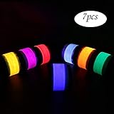 Pack of 7 LED Light Up Band Slap Bracelets Night Safety Wrist Band For Running Man Riding Walking Concert Party Camping Outdoor Sports With 8 Extra Button Battery