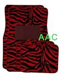 A Set of 4 Universal Fit Animal Print Carpet Floor Mats for Cars / Truck - Zebra