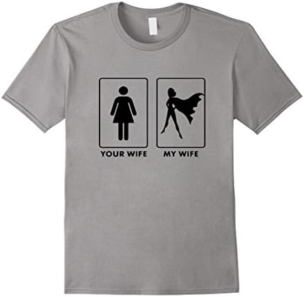 Mens My Wife Super Hero Woman Cute Husand T Shirt Gift Large Slate